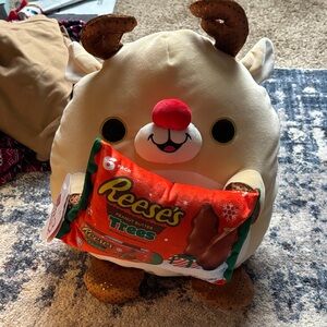 Reindeer Stuffed Animal with Red Nose